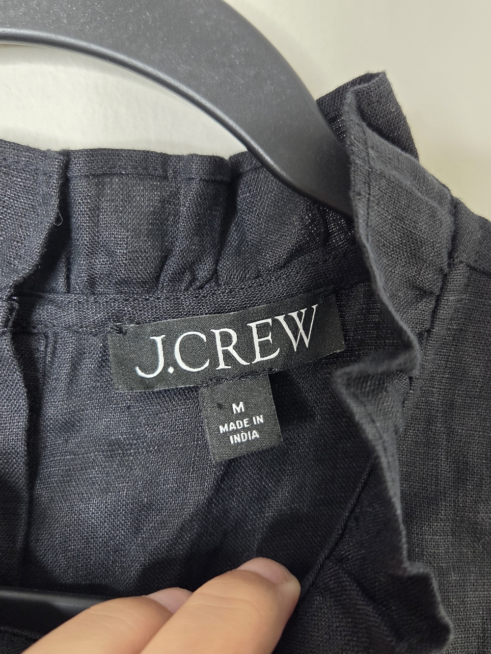 J Crew 100% Linen Ruffled Neck Button Back Tank Top - Picture 2 of 8
